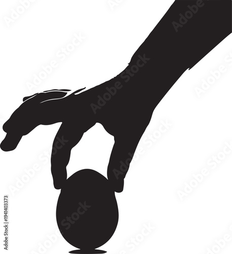 Easter silhouette of hand holding easter egg