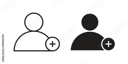 Follower icon silhouette design. Editable stroke outline icon on white background