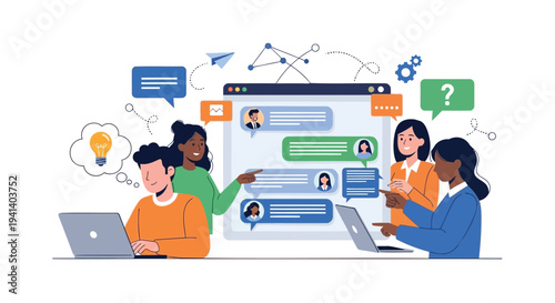 Set of colorful business communication icons vector