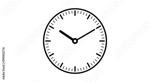 A minimal black and white vector image of a classic analog clock face showing ten minutes past ten o'clock with clear markings.