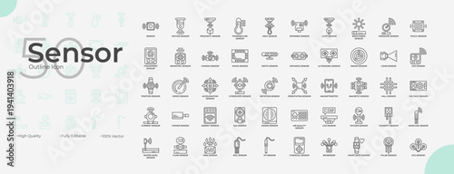 Sensor Line Editable Icons set