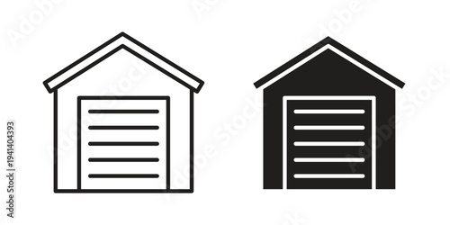 Garage icon silhouette design. Editable stroke outline icon on white background