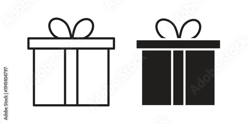 Gift box icon silhouette design. Editable stroke outline icon on white background