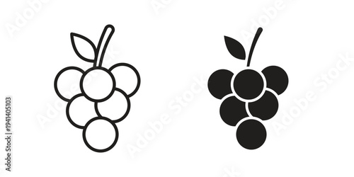 Grapes icon silhouette design. Editable stroke outline icon on white background