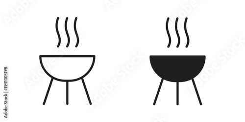 Grill icon silhouette design. Editable stroke outline icon on white background