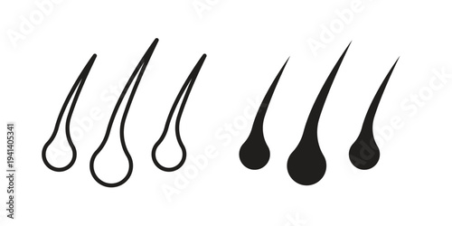 Hair icon silhouette design. Editable stroke outline icon on white background
