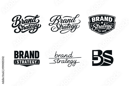 Brand Strategy. Set lettering. harmonious lettering variations of the same emblematic concept, each with different artistic interpretation (Bold hand-lettering