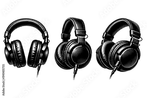 Studio headphones shown as professional monitoring headphones with a robust frame, deep ear cups, and visible cable connection, presented as a single object.
