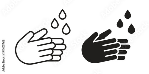 Handwashing icon silhouette design. Editable stroke outline icon on white background