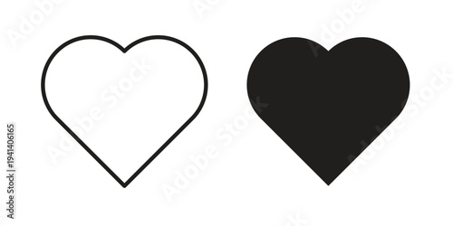 Heart icon silhouette design. Editable stroke outline icon on white background