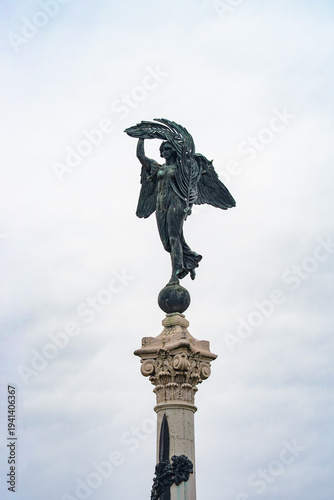 Bronze statue of Winged Victory from the Monument to Victor Emmanuel II near the central train station in Parma, Italy 06.01.2026