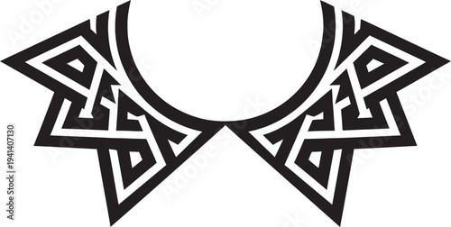 Symmetrical tribal collar tattoo vector design with geometric patterns for ethnic fashion and clothing prints.