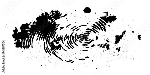 Abstract black fingerprint texture with grunge distressed pattern background.