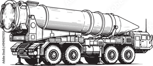Military Missile Launcher Truck Vector Illustration