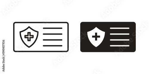 Insurance card icon silhouette design. Editable stroke outline icon on white background