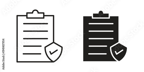 Insurance policy icon silhouette design. Editable stroke outline icon on white background