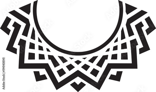 Elegant geometric neck embroidery line art design pattern for ethnic fashion apparel and textile craft.