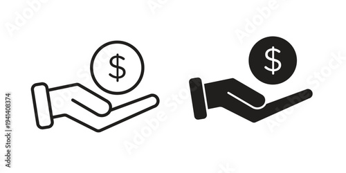 Investment icon silhouette design. Editable stroke outline icon on white background