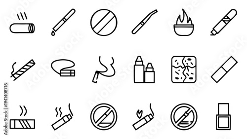 A grid of white outline icons on a solid black background.