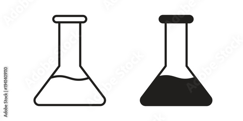 Lab flask icon silhouette design. Editable stroke outline icon on white background