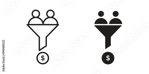 Lead conversion icon silhouette design. Editable stroke outline icon on white background
