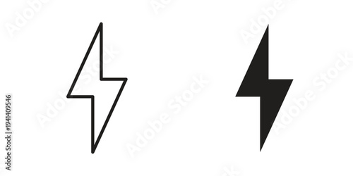 Lightning icon silhouette design. Editable stroke outline icon on white background