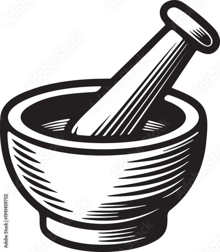 Mortar And Pestle Sketch Illustration