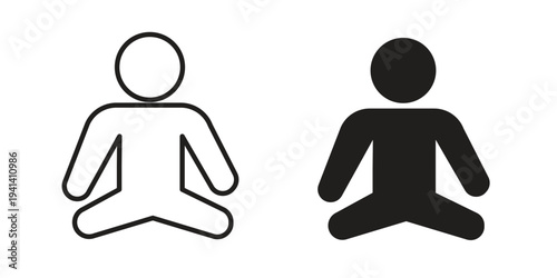 Meditation icon silhouette design. Editable stroke outline icon on white background