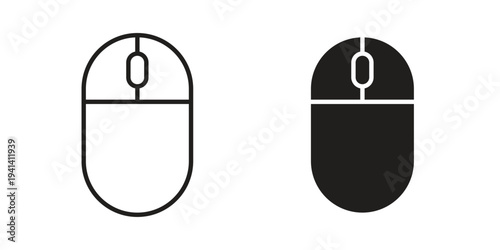 Mouse icon silhouette design. Editable stroke outline icon on white background
