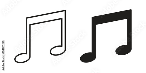 Music note icon silhouette design. Editable stroke outline icon on white background