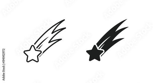 Two shooting star icons one light and one dark silhouette