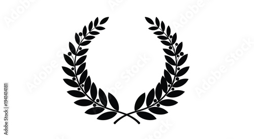 A black laurel wreath design circular and decorative silhouette