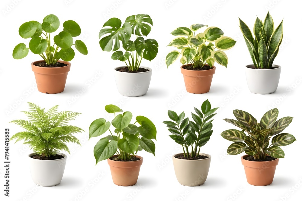 Fototapeta premium Assorted Decorative Houseplants in Minimal Studio Layout