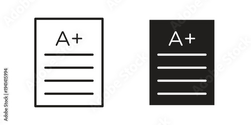 Report card icon silhouette design. Editable stroke outline icon on white background