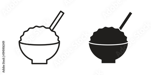 Rise Bowl icon silhouette design. Editable stroke outline icon on white background