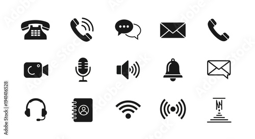Collection of modern communication icons for business and technology