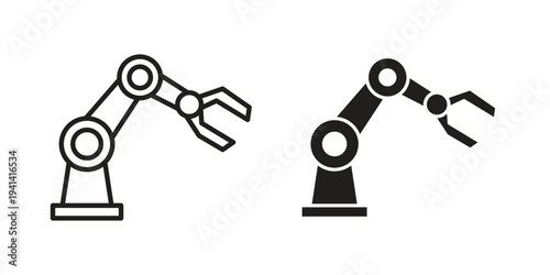 Robot arm icon silhouette design. Editable stroke outline icon on white background