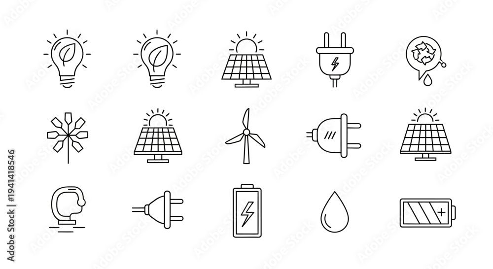 Εκτύπωση καμβά Energy icons set with symbols.
