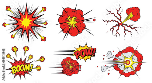 Comic Book Explosion Effects Set: Boom, Pow, Bang, Action Bubbles
