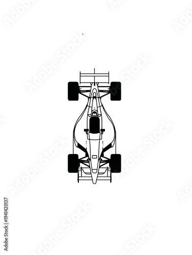 Top view racing car outline vector illustration isolated on white background for design