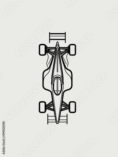 Top view racing car outline vector illustration isolated on white background for design