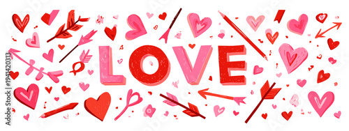 Flying Pink Paper Hearts Scattered Valentine Love Background Romantic Decor