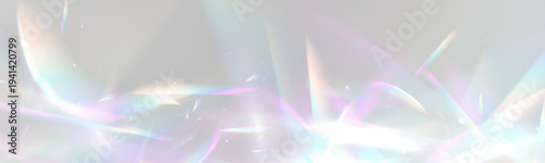 Neon rainbow prism shines crystal light through diamond glass glitter. PNG vector lens captures sparkle beside bright glare and radiant flare effect. Reflections spread across the scene.