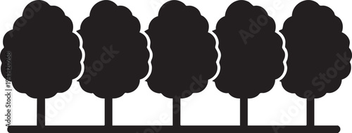 Orchard Row Repetitive Fruit Trees Farming Silhouettes