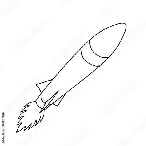 line Illustration of missile bomb