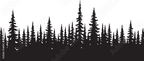 Taiga Treeline Jagged Spruce and Fir Forest Silhouette