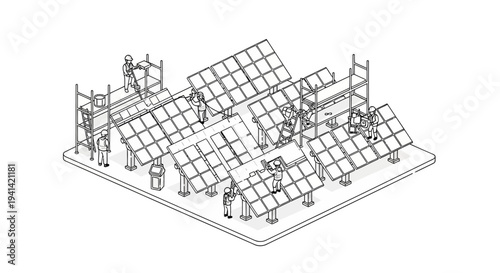 Construction workers on a building site.