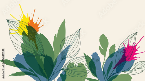 Vibrant Abstract Floral Art with Splashes of Color.