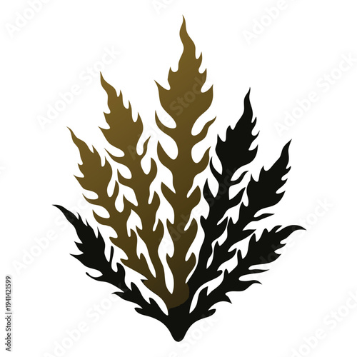 hijiki seaweed silhouette vector on white