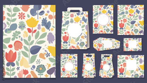 Vibrant Floral Patterns on Various Packaging Designs.